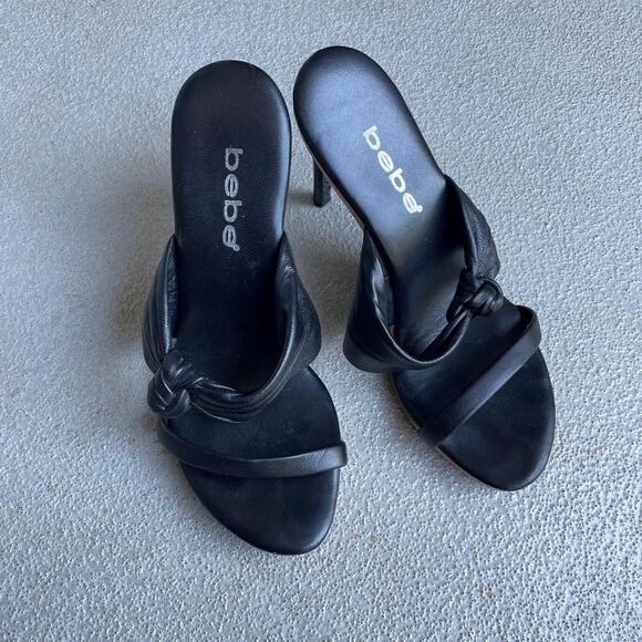 y2k vintage 00's bebe black leather heel made in Italy | Size US 9 - Picture 5 of 7